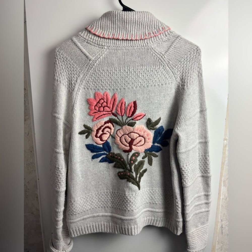 Sundance floral embroidered cardigan sweater sz S